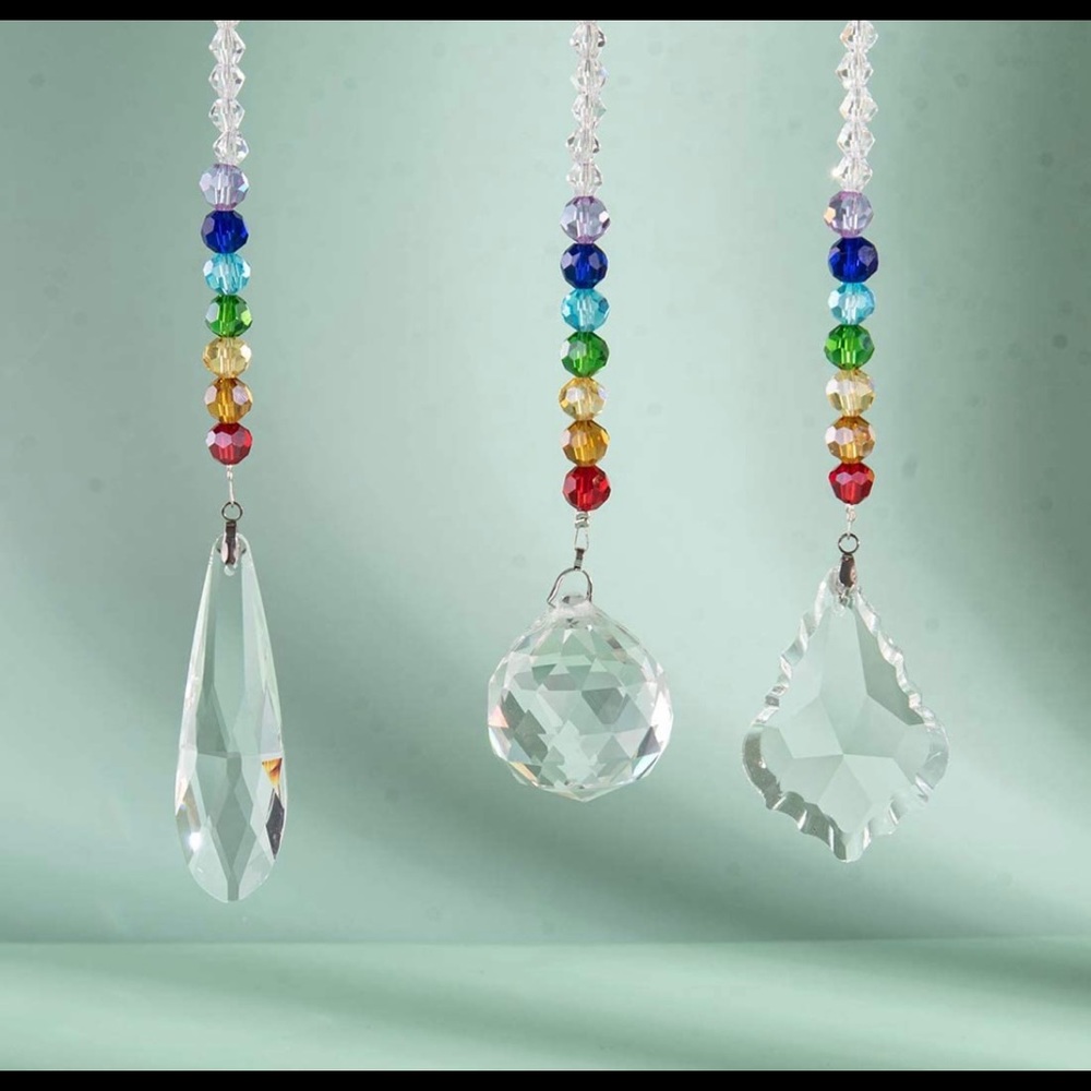 Set of 3 Crystal Glass Hanging Suncatcher